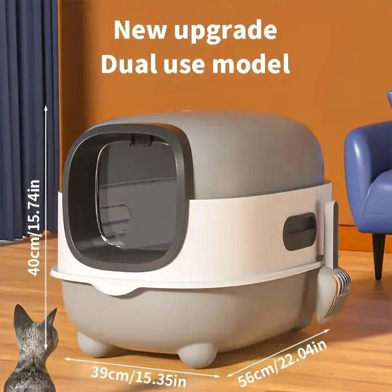 Large Fully Enclosed Cat Litter Box Lift Lid Odour Control Easy Clean Kitty - Purple Wholesale Hub