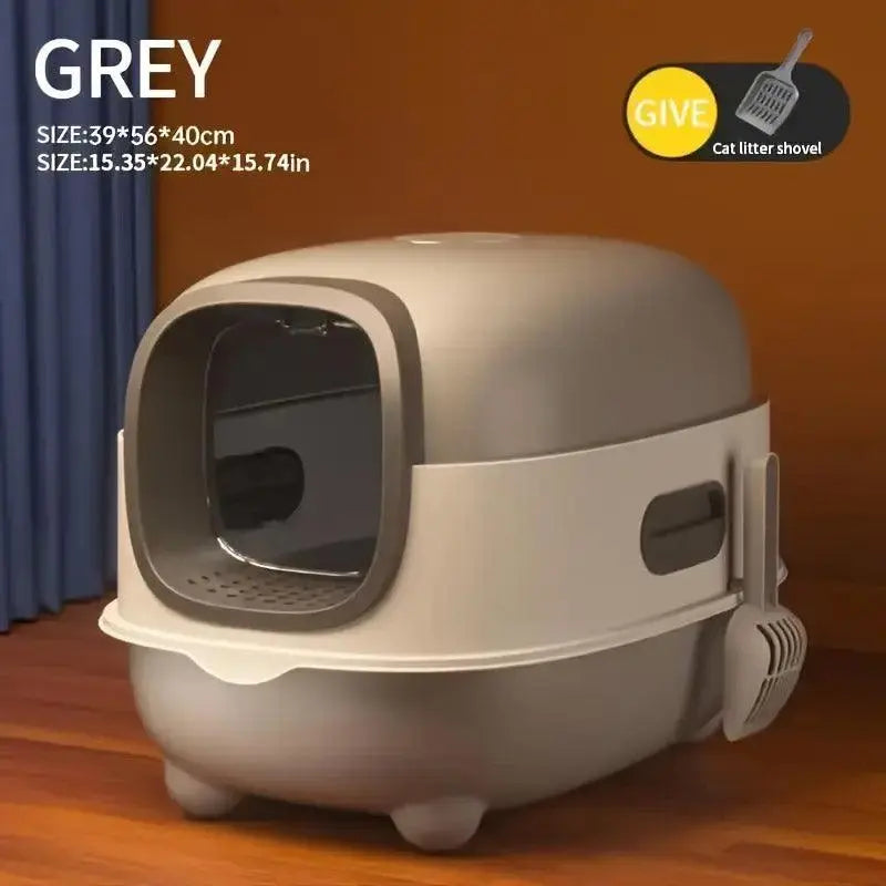 Large Fully Enclosed Cat Litter Box Lift Lid Odour Control Easy Clean Kitty - Purple Wholesale Hub