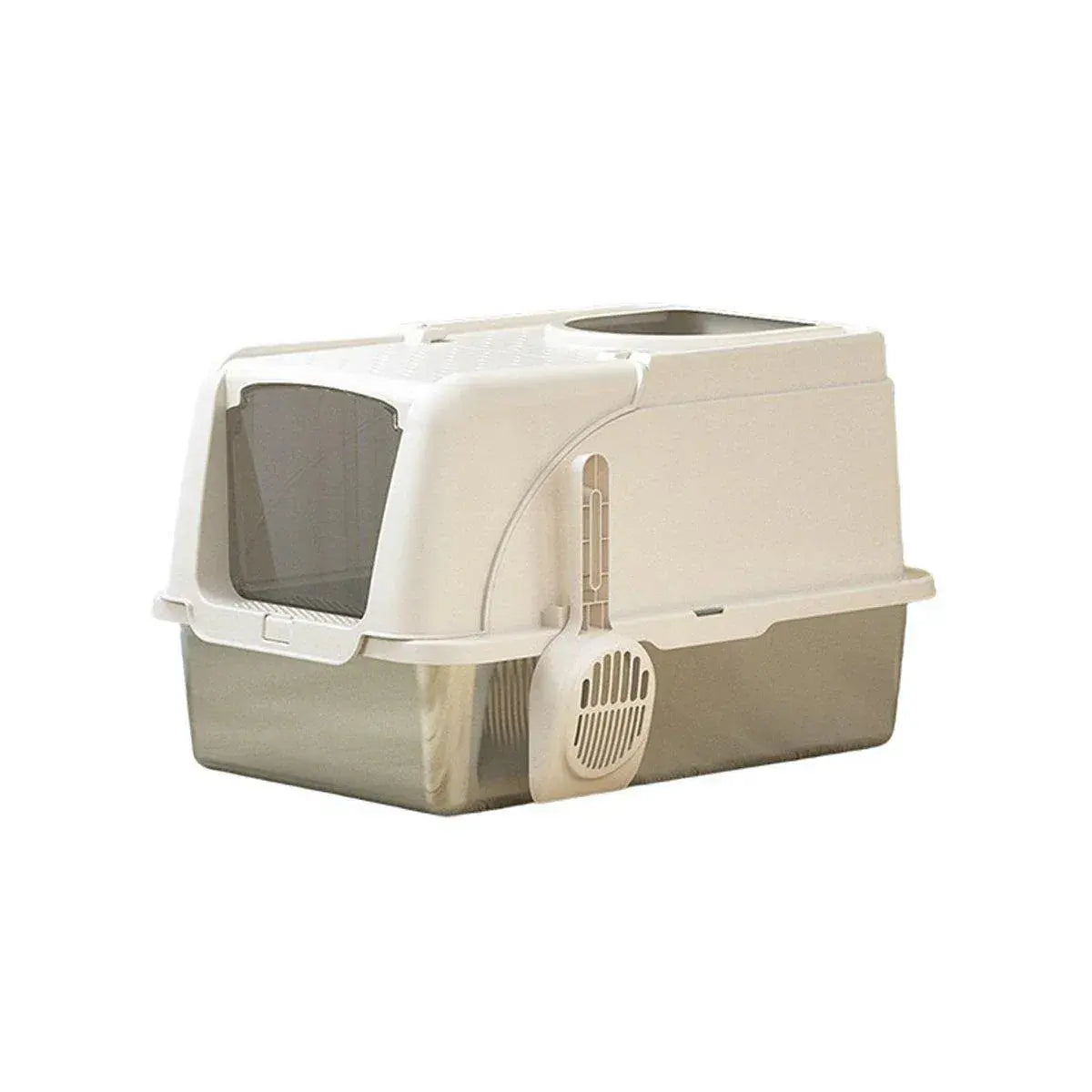 Durable Stainless Steel Cat Litter Box Pan Pet Toilet Odor Control Tray Large - White Wholesale Hub