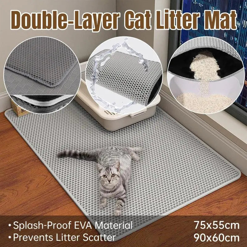 Large Double Layer Litter Mat Waterproof Non Slip Cat Trapping Pad Easy to Clean - 90x60cm Wholesale Hub