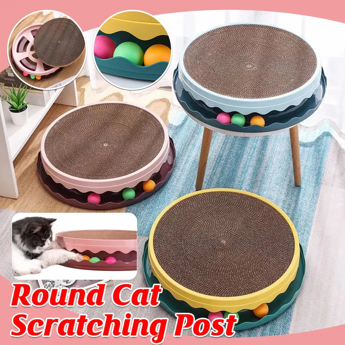 Cat Scratcher Turntable Toy Large Round Corrugated Board Nest Scratch Resistant - Blue Wholesale Hub