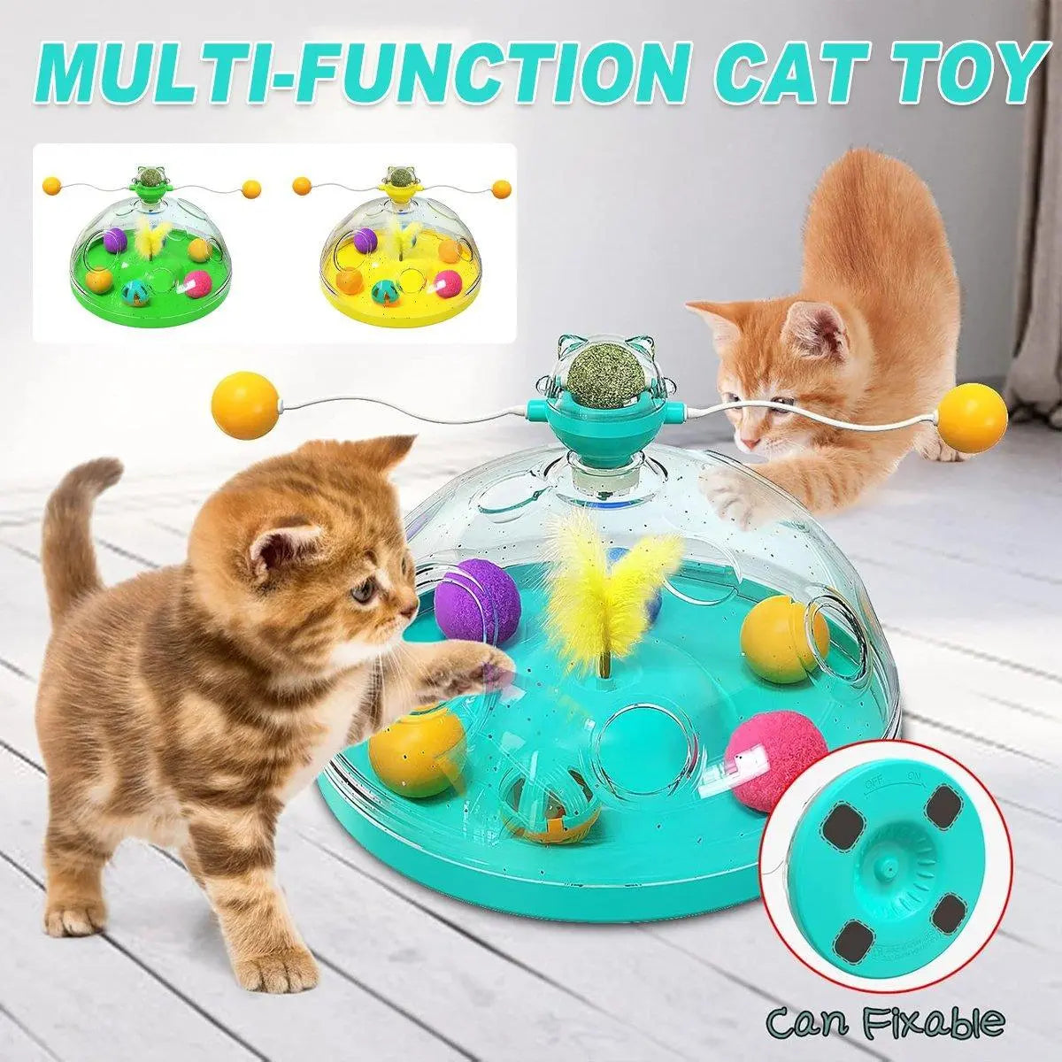 Interactive Windmill Cat Teaser Toy Treasure Box with Stick Fun Play for Pets - Green Wholesale Hub