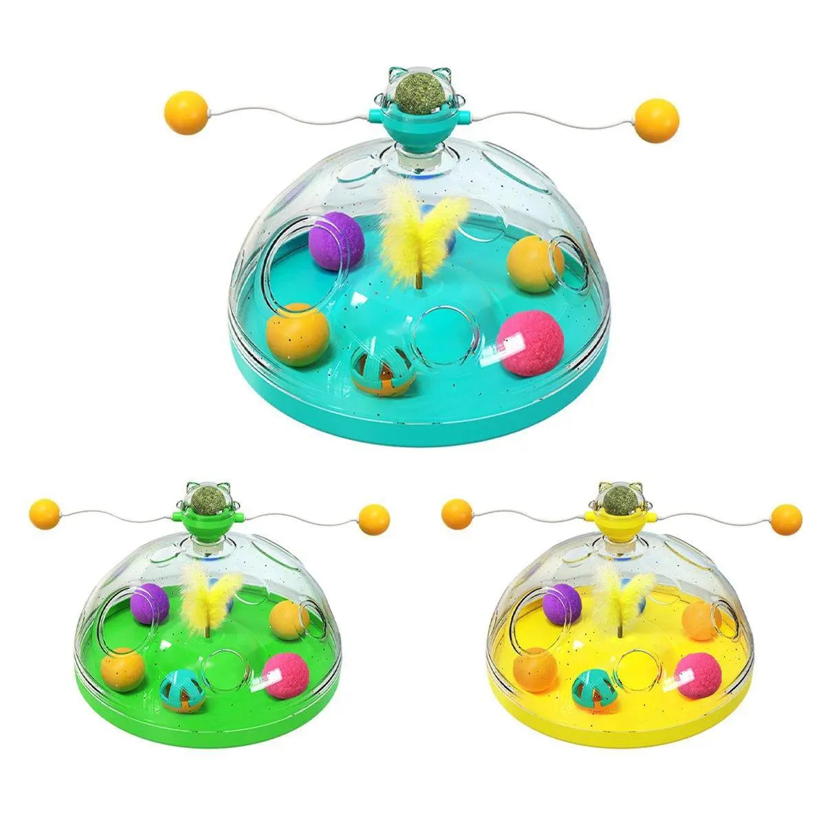 Interactive Windmill Cat Teaser Toy Treasure Box with Stick Fun Play for Pets - Green Wholesale Hub