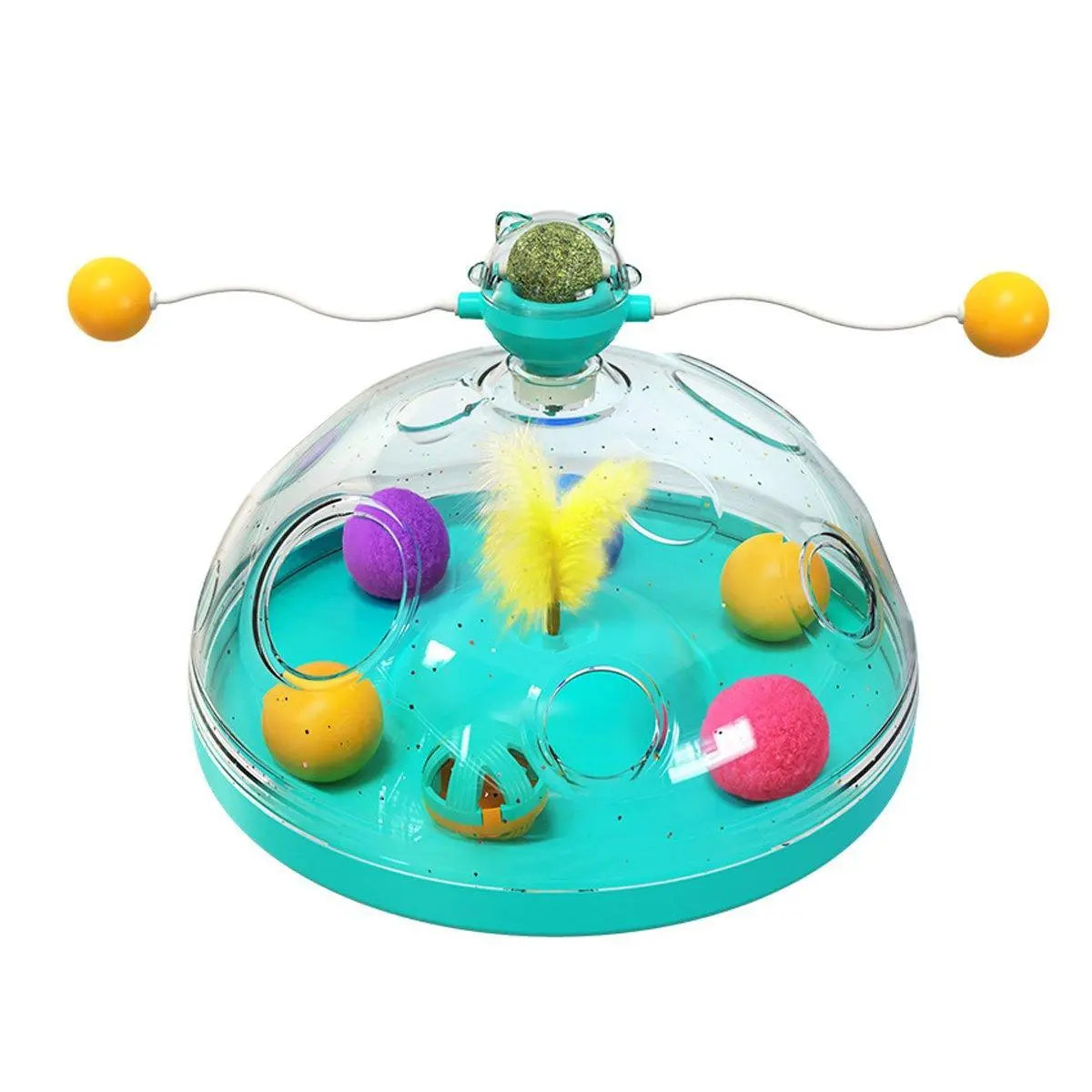 Interactive Windmill Cat Teaser Toy Treasure Box with Stick Fun Play for Pets - Green Wholesale Hub