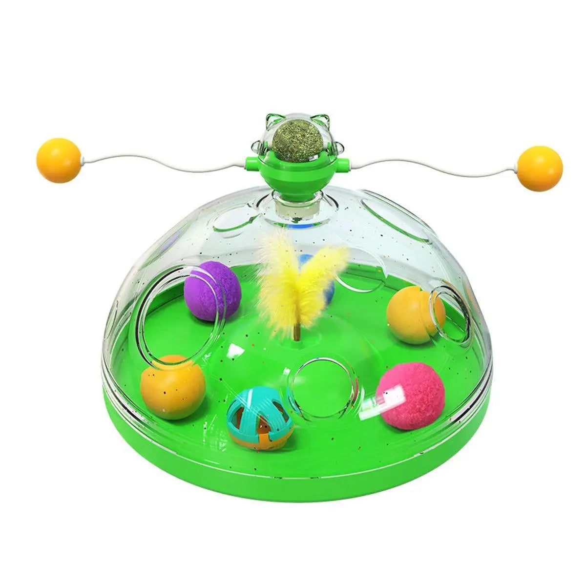 Interactive Windmill Cat Teaser Toy Treasure Box with Stick Fun Play for Pets - Green Wholesale Hub