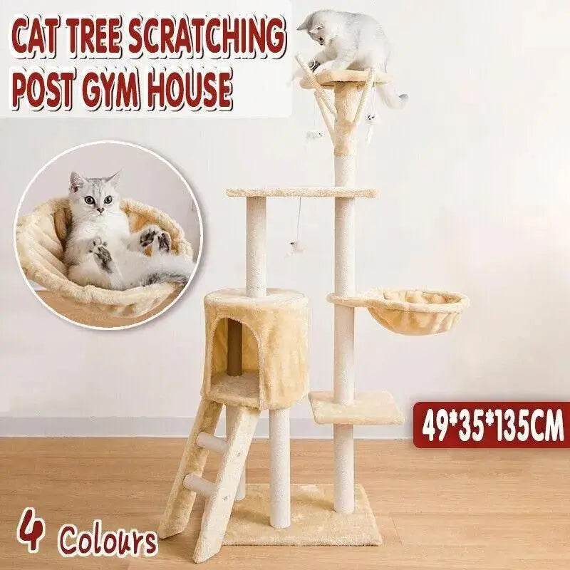 Cat Tree Scratching Post Gym House Condo Scratcher Furniture Tower - Grey-Black Wholesale Hub