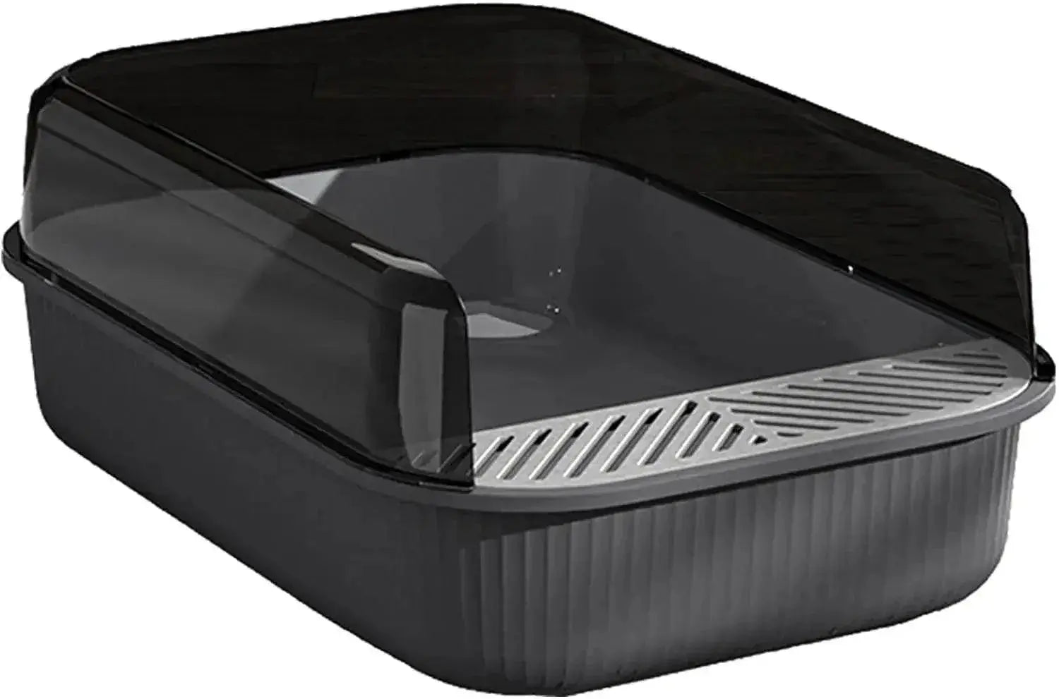 Litter Tray Box with Splash Guard and Wide Opening for Cats Open Top Design - Grey Wholesale Hub