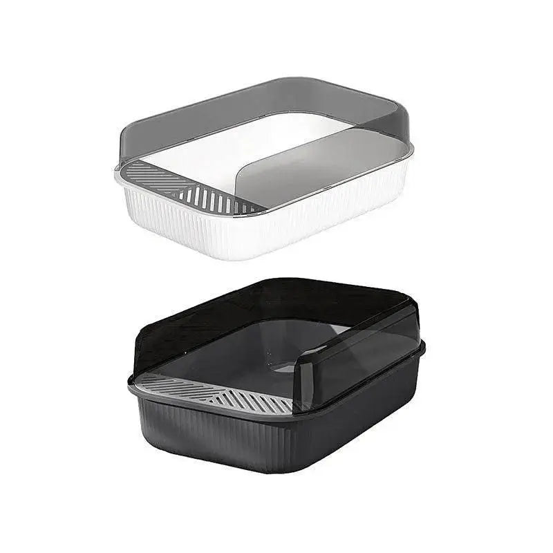 Litter Tray Box with Splash Guard and Wide Opening for Cats Open Top Design - Grey Wholesale Hub