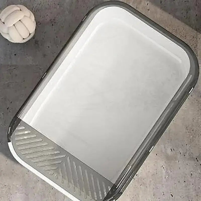 Litter Tray Box with Splash Guard and Wide Opening for Cats Open Top Design - Grey Wholesale Hub