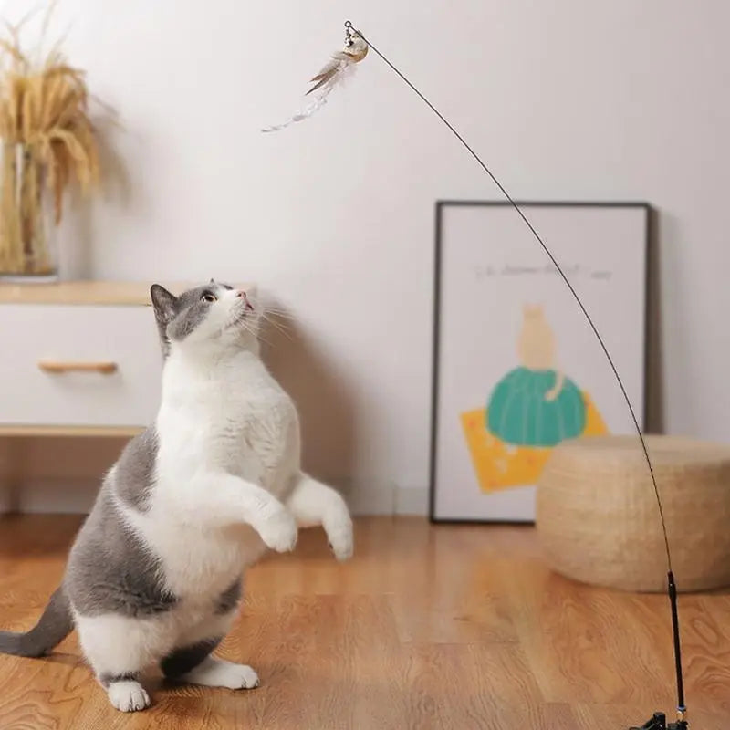Cat Play Toy Simulation Birds Teaser Wand Interactive Stick with Suction Cup - 2 Wholesale Hub