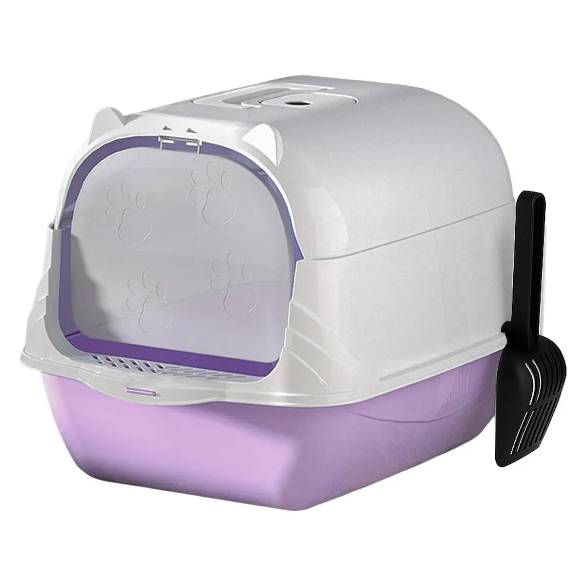 Enclosed Cat Litter Box Lid Scoop Splash Proof Lift Top Removable Toilet Tray - Black Wholesale Hub