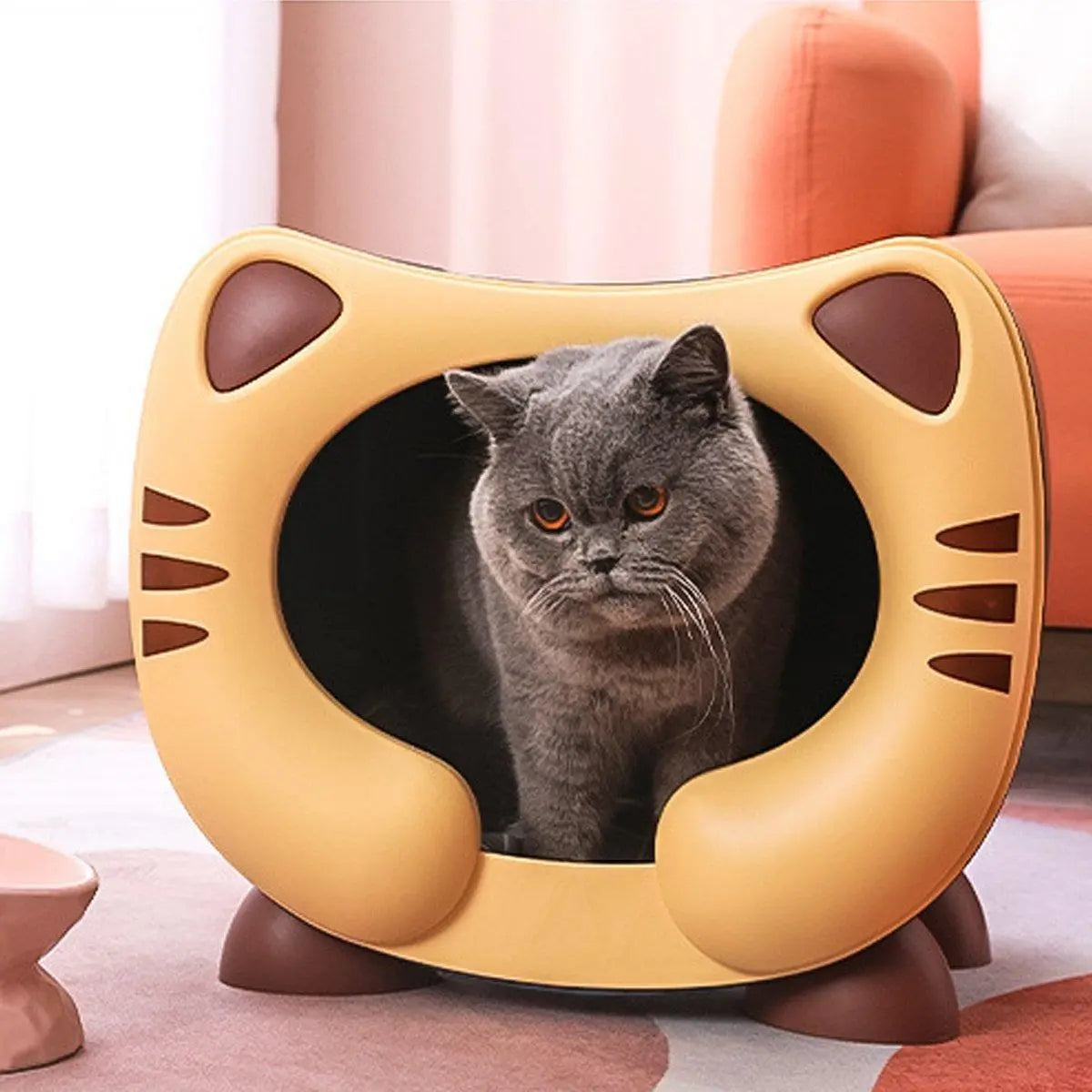 Semi Closed Cat Nest Soft Cozy Pet Bed for Cats Small Animals Indoor Sleeping - Blue Wholesale Hub