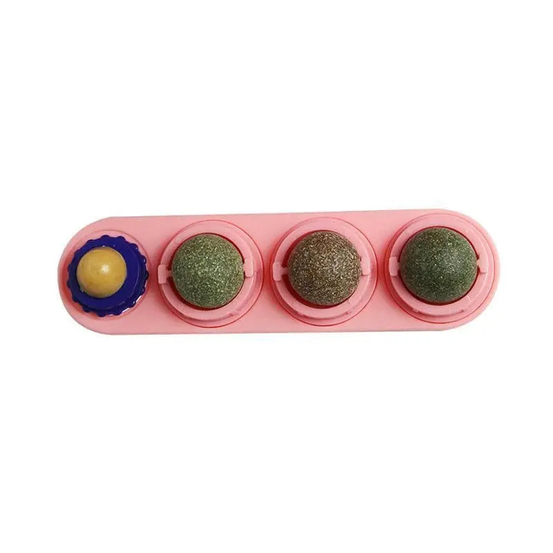 Cat Toy Catnip Ball Lick Solid Nutrition Help Digestion Wall Mount Hair Remover - Pink Wholesale Hub