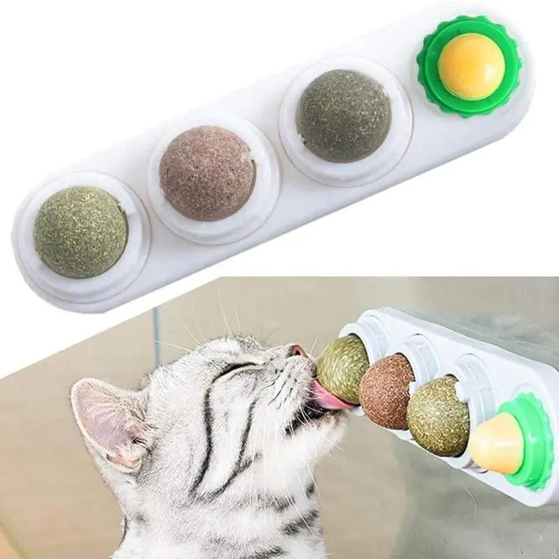 Cat Toy Catnip Ball Lick Solid Nutrition Help Digestion Wall Mount Hair Remover - Pink Wholesale Hub
