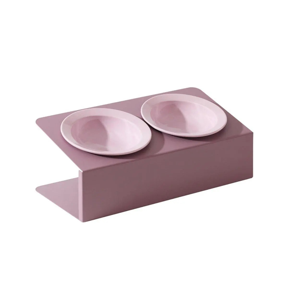 Ceramic Slanted Double Pet Bowl Cat Dog Food Water Bowl Non-Slip Feeding Dish - Purple Wholesale Hub