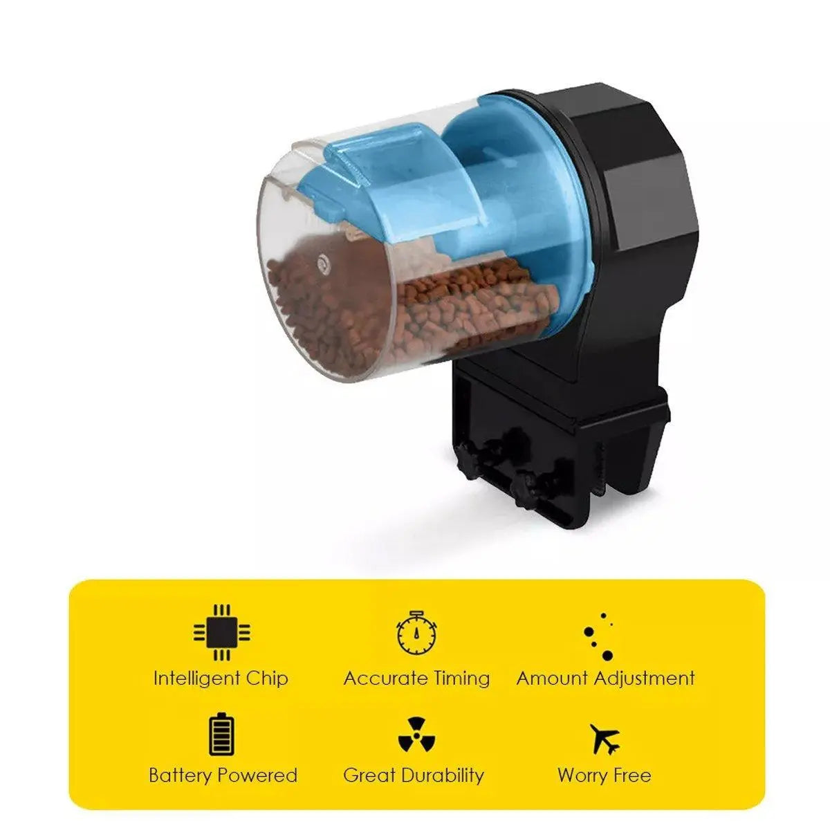 Intelligent Automatic Fish Feeder for Aquarium Large Capacity Timing Feeder - Yellow Wholesale Hub