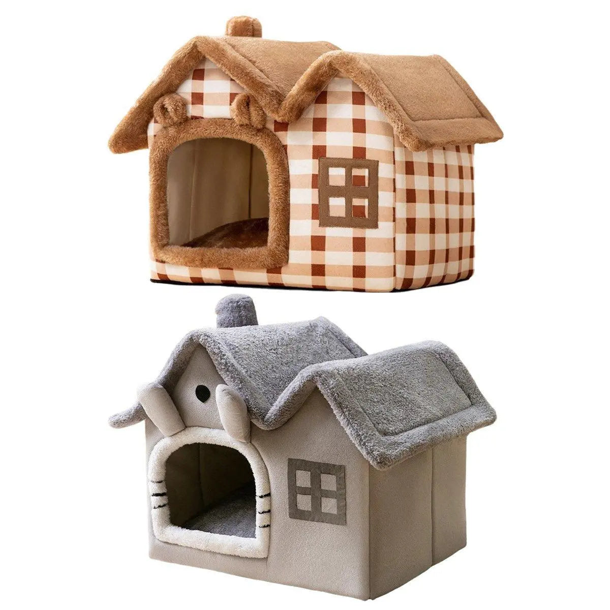 Removable Washable Pet House Four Seasons Cat Enclosed House - Brown-S Wholesale Hub