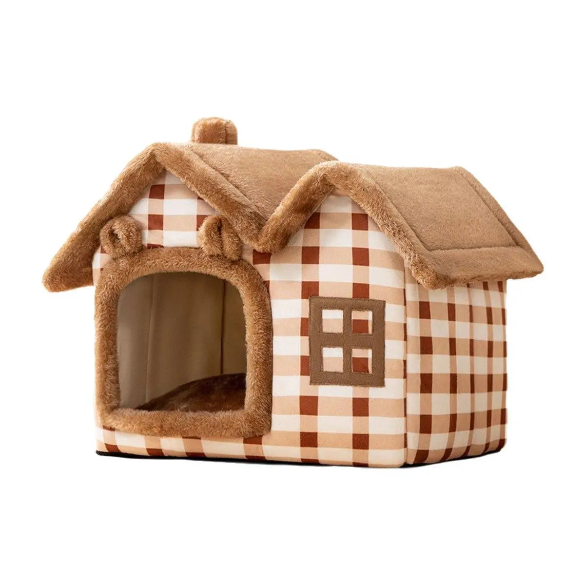 Removable Washable Pet House Four Seasons Cat Enclosed House - Brown-S Wholesale Hub
