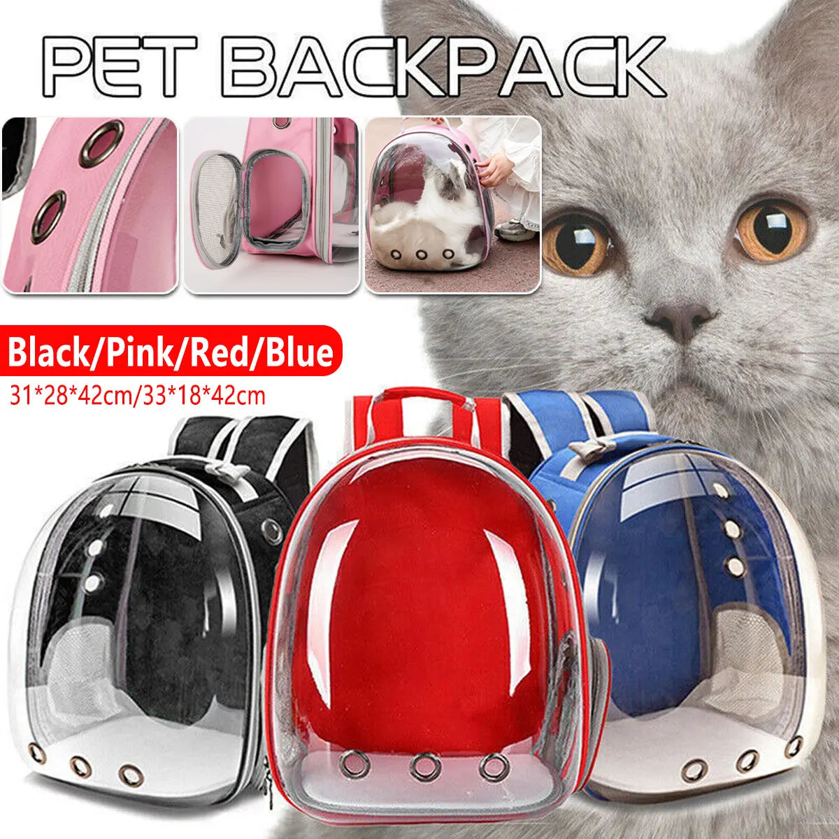 Pet Outdoor Carrier Backpack Cat Dog Puppy Travel Space Capsule Shoulder Bag - Pink Wholesale Hub