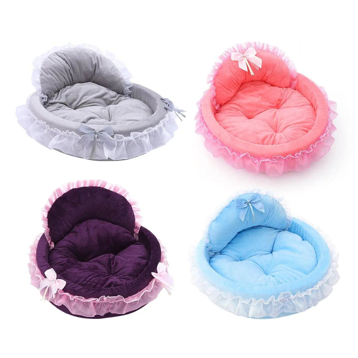 Princess Pet Kennel Soft Comfortable Cat and Dog Bed House for Small Pets - Grey Wholesale Hub