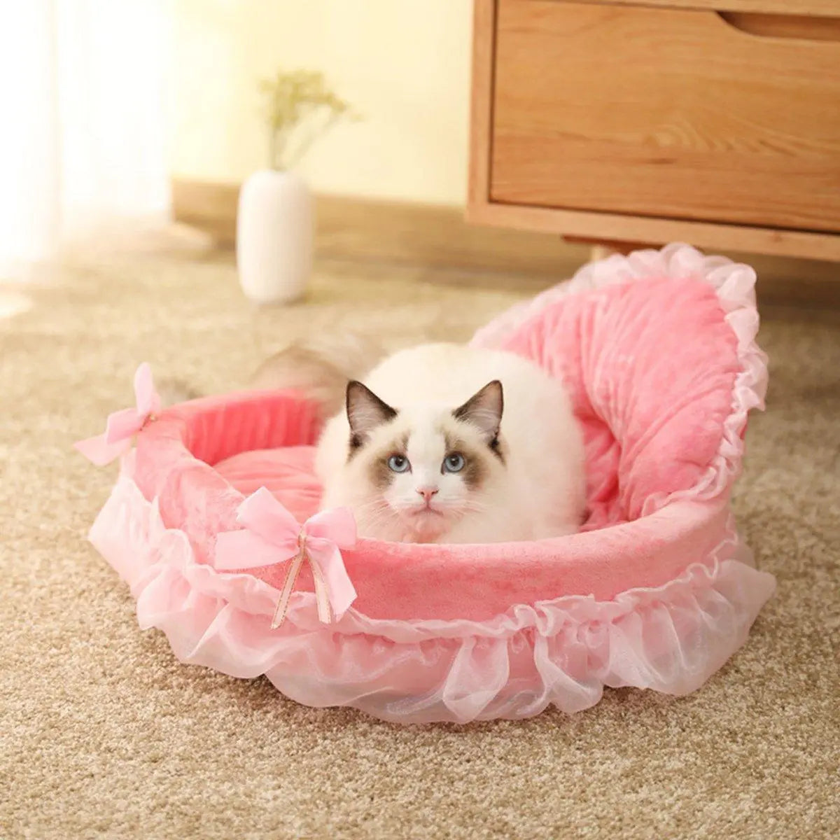 Princess Pet Kennel Soft Comfortable Cat and Dog Bed House for Small Pets - Grey Wholesale Hub