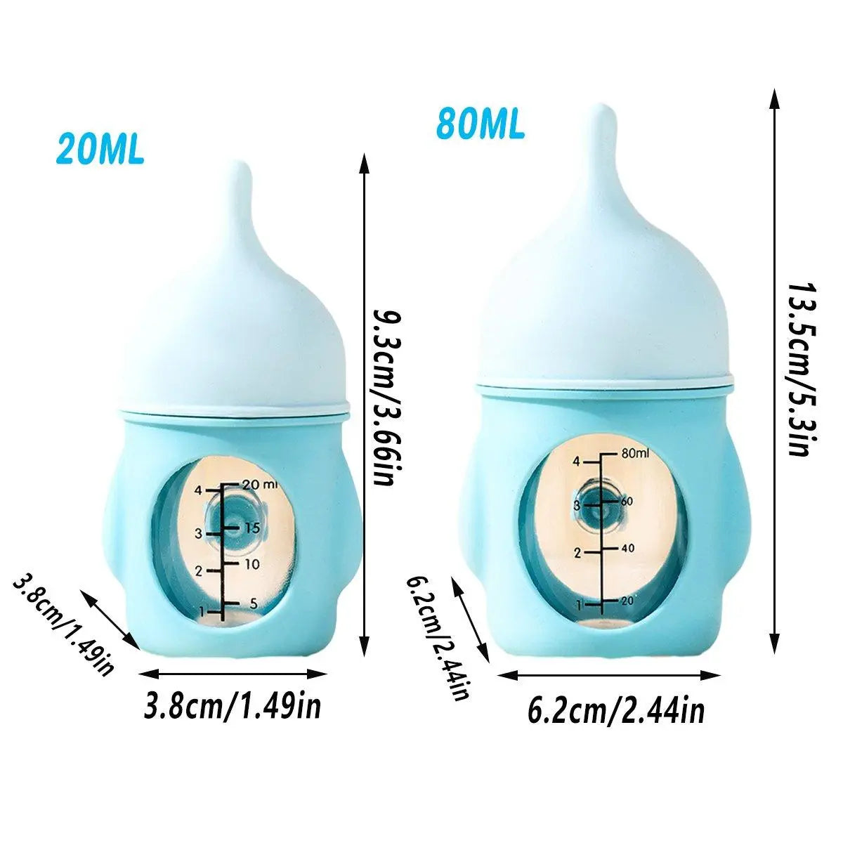 Silicone Pet Milk Feeding Bottle with Scale for Small Puppies and Kittens 20ml 80ml - 80ml-Blue Wholesale Hub