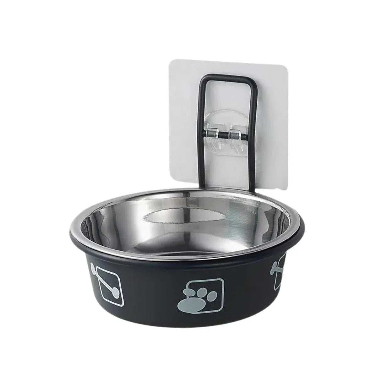 Stainless Steel Pet Bowl Hanging Cat Food Water Bowl Durable for Dogs and Cats - Black-14cm Wholesale Hub