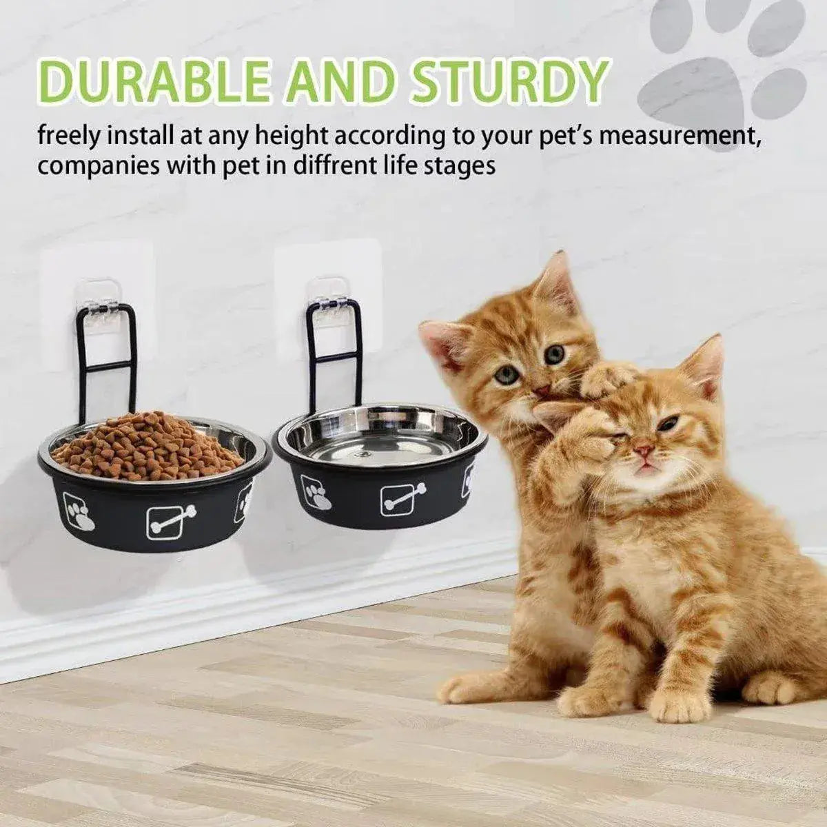 Stainless Steel Pet Bowl Hanging Cat Food Water Bowl Durable for Dogs and Cats - Black-14cm Wholesale Hub