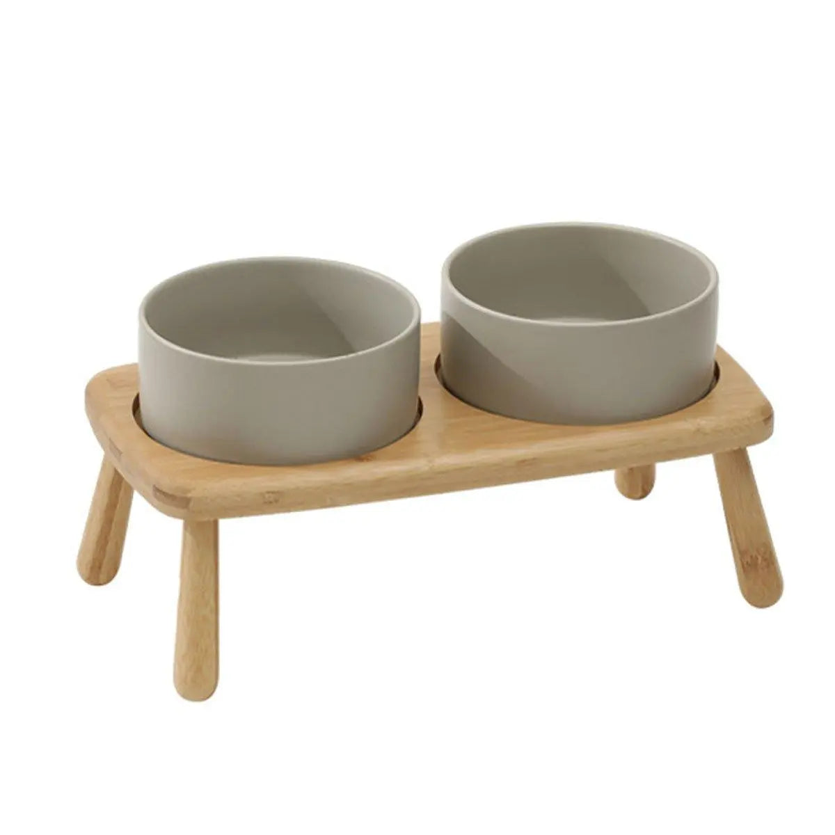Ceramic Elevated Dog Bowl Anti-Slip Double Bowl for Small Medium Large Dogs - Grey Wholesale Hub