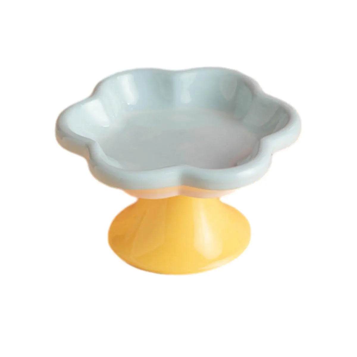 Flower Ceramic Cat Bowl Pet Food Bowl Snack Tray for Cats and Small Pets Feeding - Yellow Wholesale Hub