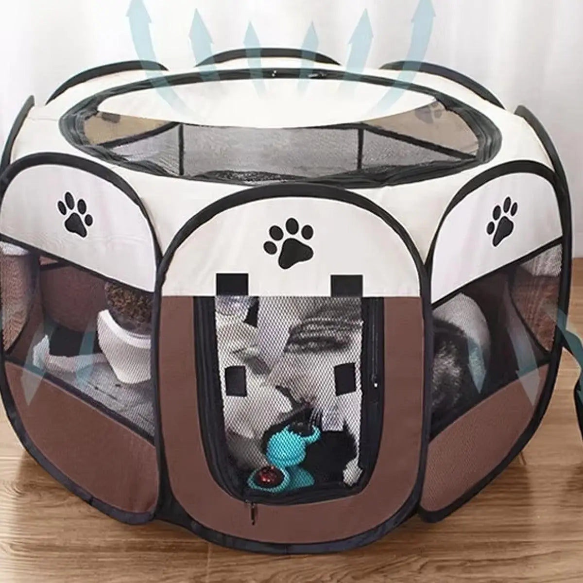 Pet Fence Indoor Cat Dog Tent Octagonal Fence Portable Foldable Cage Kennel - S-Pink Wholesale Hub