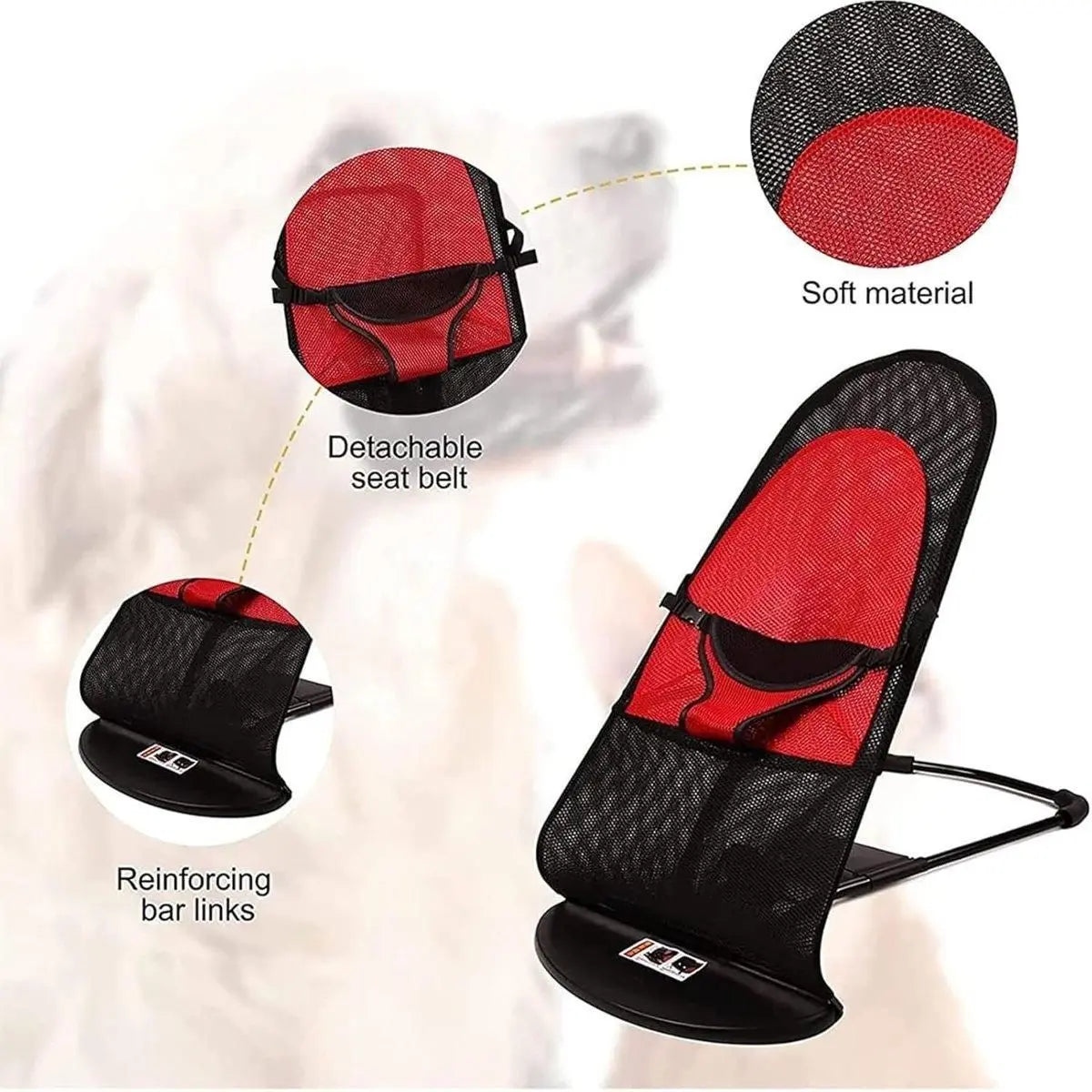 Pet Rocking Chair for Dogs Cats Foldable Pet Bed Portable Sleeping Lounger Chair - Red Wholesale Hub