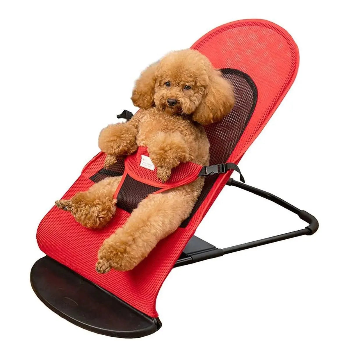 Pet Rocking Chair for Dogs Cats Foldable Pet Bed Portable Sleeping Lounger Chair - Red Wholesale Hub