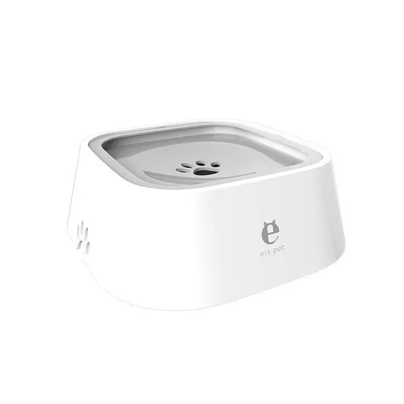 1.5L Pet Water Bowl No-Spill Design Slow Drinking Feeder with Non-Slip Base - White Wholesale Hub