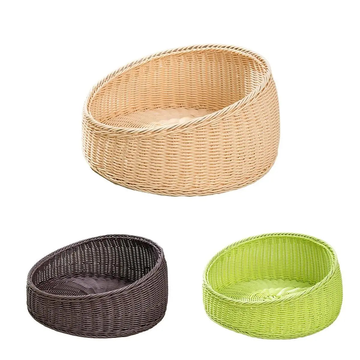 Rattan Cat Nest Four Seasons Open Cat House Summer Bed for Cats Pet Supplies - Green Wholesale Hub