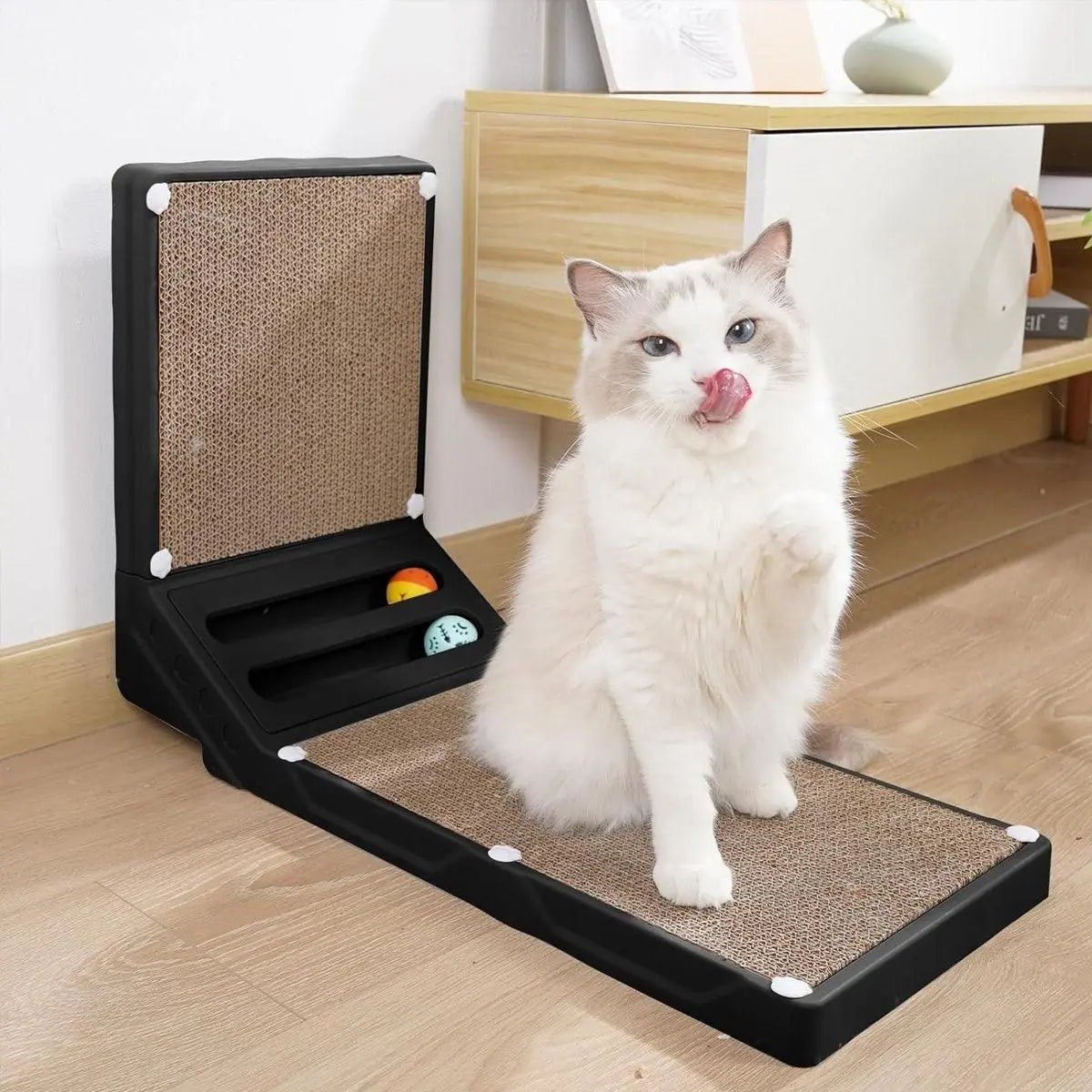 L-shaped Cat Scratching Board Vertical Claw Toy Cat Scratcher for Pet Playtime - Black Wholesale Hub