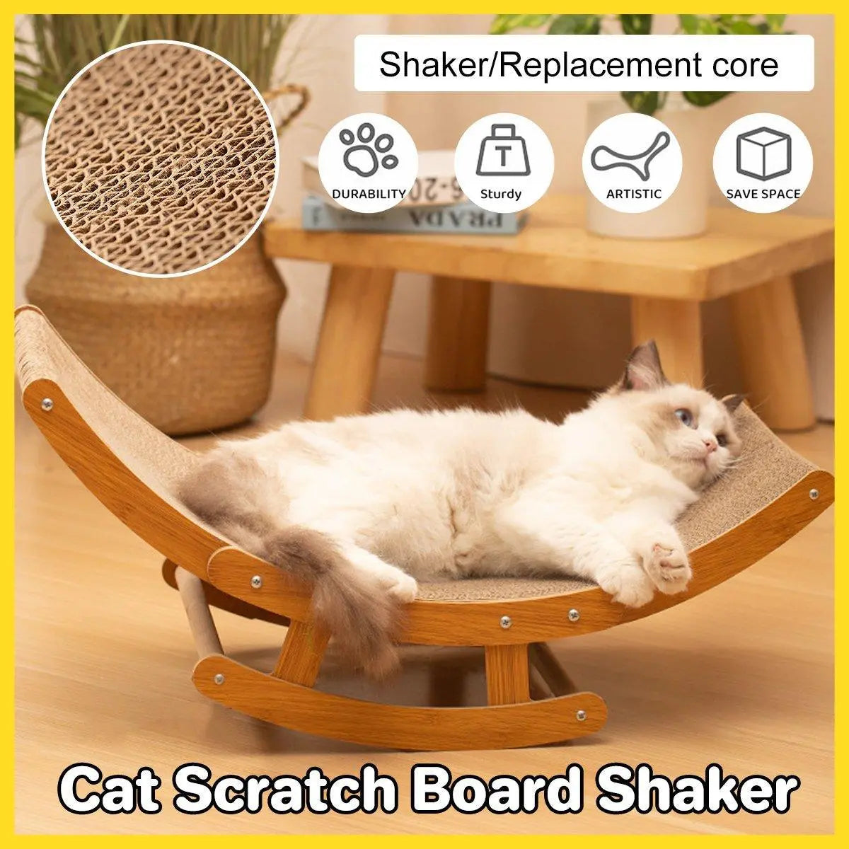 Premium Cat Scratching Board Bed Corrugated Paper Durable All Seasons Cat Toy - Rocking Chair Scratcher Wholesale Hub