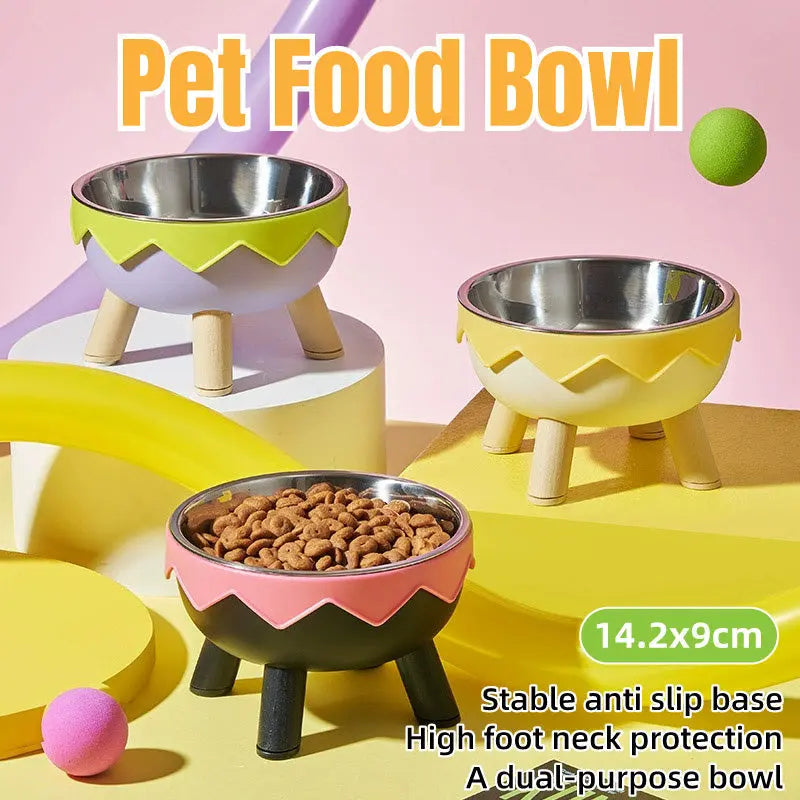 Eggshell Tall Pet Bowl Cat Dog Food Bowl Anti Slip Durable Raised Feeding Bowl - Green Wholesale Hub