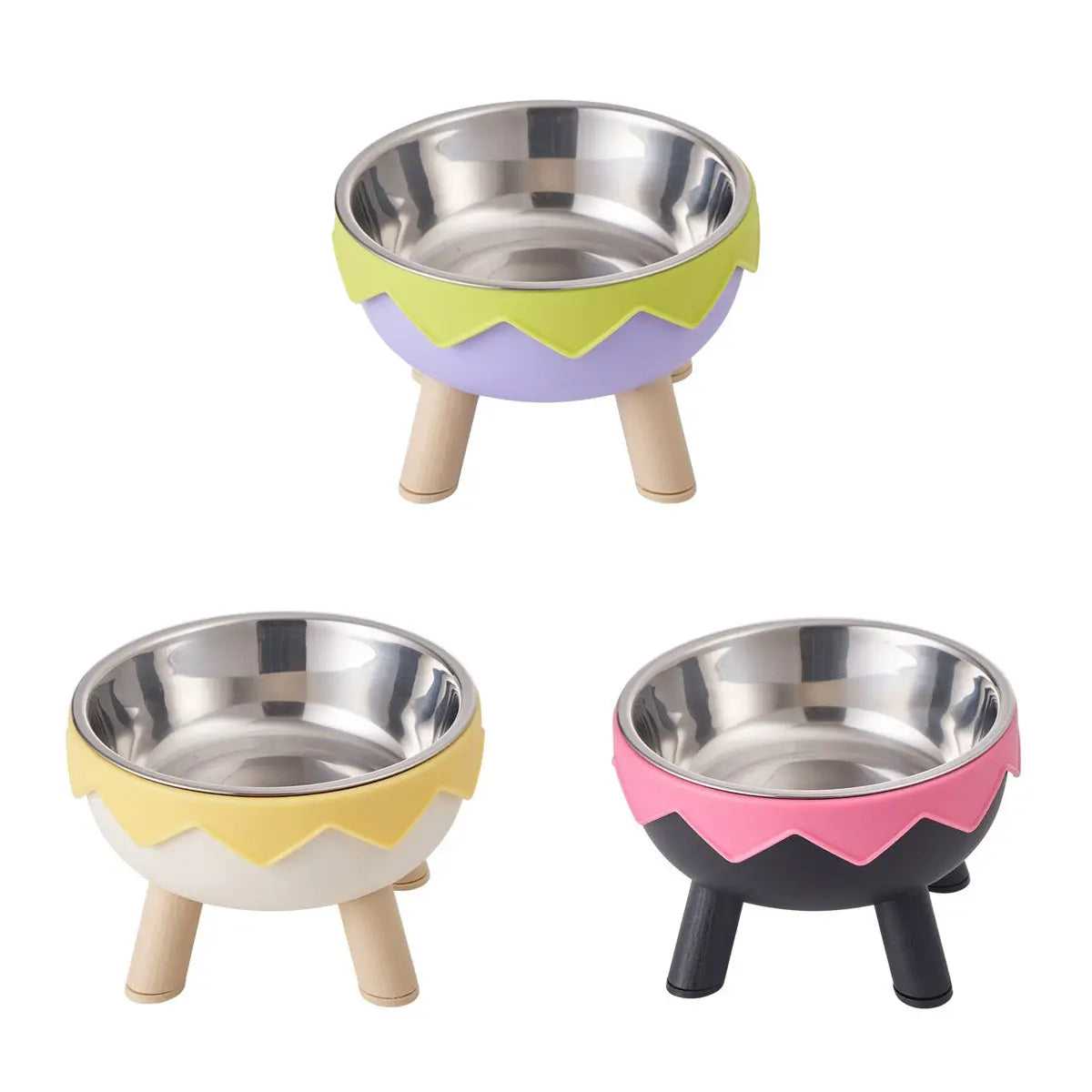 Eggshell Tall Pet Bowl Cat Dog Food Bowl Anti Slip Durable Raised Feeding Bowl - Yellow Wholesale Hub