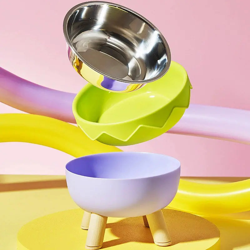Eggshell Tall Pet Bowl Cat Dog Food Bowl Anti Slip Durable Raised Feeding Bowl - Yellow Wholesale Hub