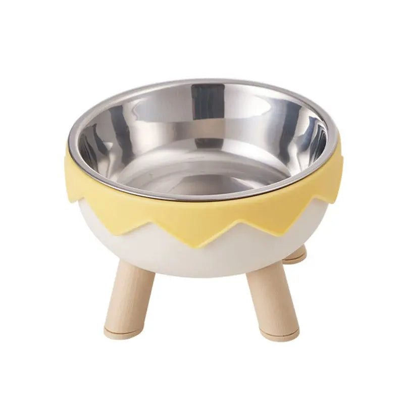 Eggshell Tall Pet Bowl Cat Dog Food Bowl Anti Slip Durable Raised Feeding Bowl - Yellow Wholesale Hub