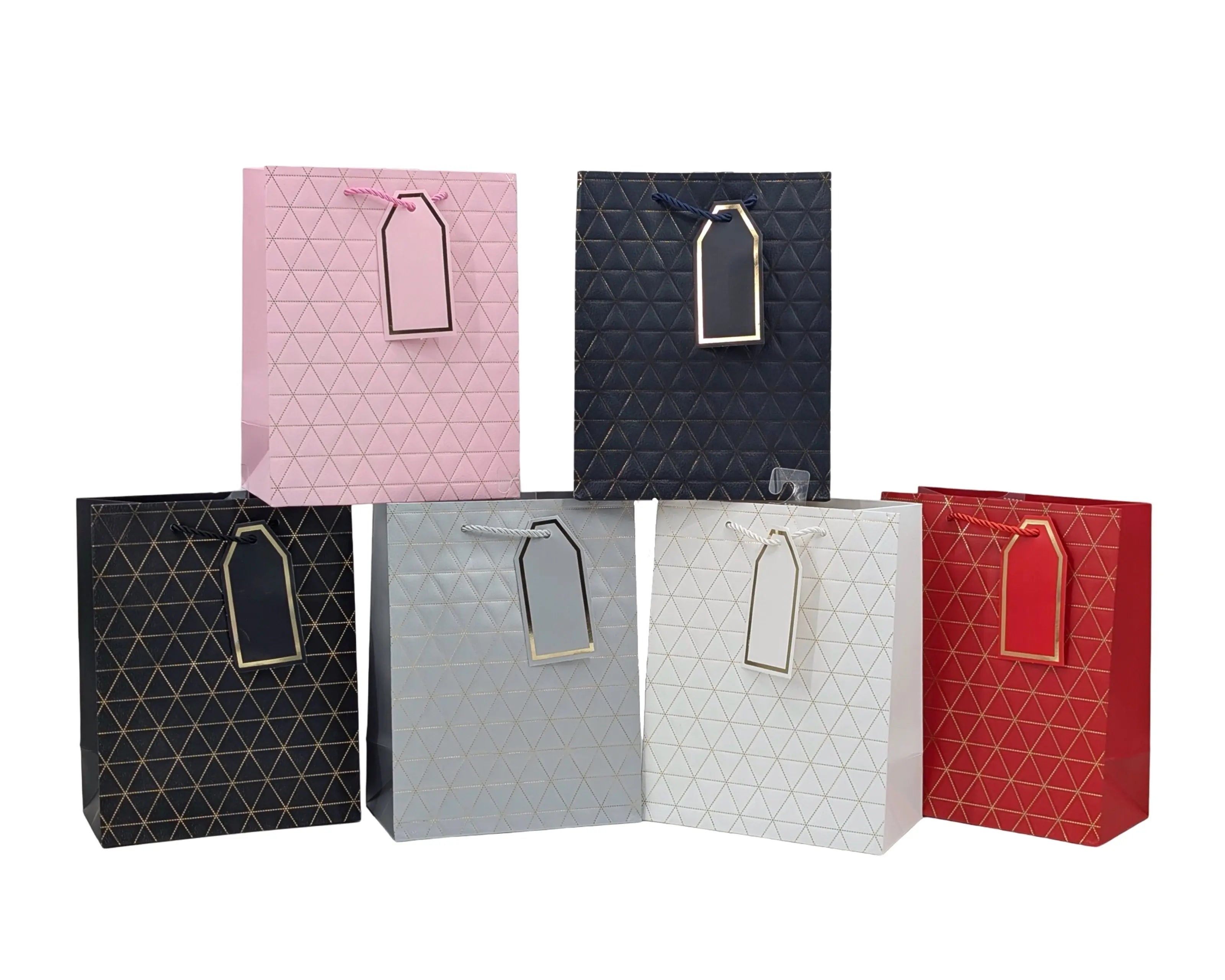bulk 24 Medium Foiled Triangles Gift Bag 4 Assort 18x23cm Wholesale Hub