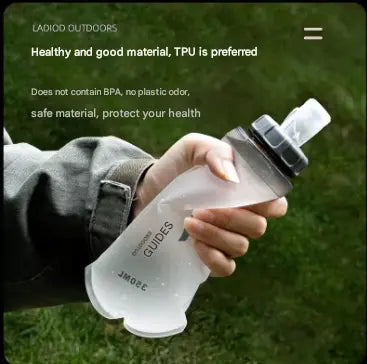 Grey and White Ultra-Lightweight 350ml Soft Running Flask - BPA-Free Collapsible TPU Water Bottle for Hiking, Cycling & Outdoor Sports Wholesale Hub