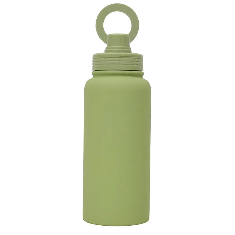 Green Premium 35oz Stainless Steel Insulated Sports Bottle with Magnetic Phone Holder Lid Wholesale Hub