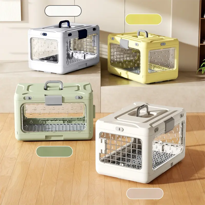 Blue Premium Foldable Pet Carrier Crate - Breathable Aviation Travel Box for Cats & Small Dogs up to 10kg - Portable Car & Flight Transport Case Wholesale Hub