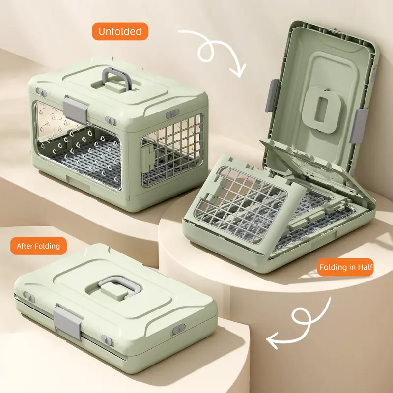 Yellow Premium Foldable Pet Carrier Crate - Breathable Aviation Travel Box for Cats & Small Dogs up to 10kg - Portable Car & Flight Transport Case Wholesale Hub