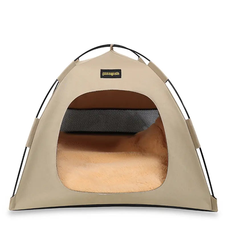 Small Size Pet Tent for Cats & Dogs(Khaki) - Portable Comfort Shelter with Soft Cushion Wholesale Hub