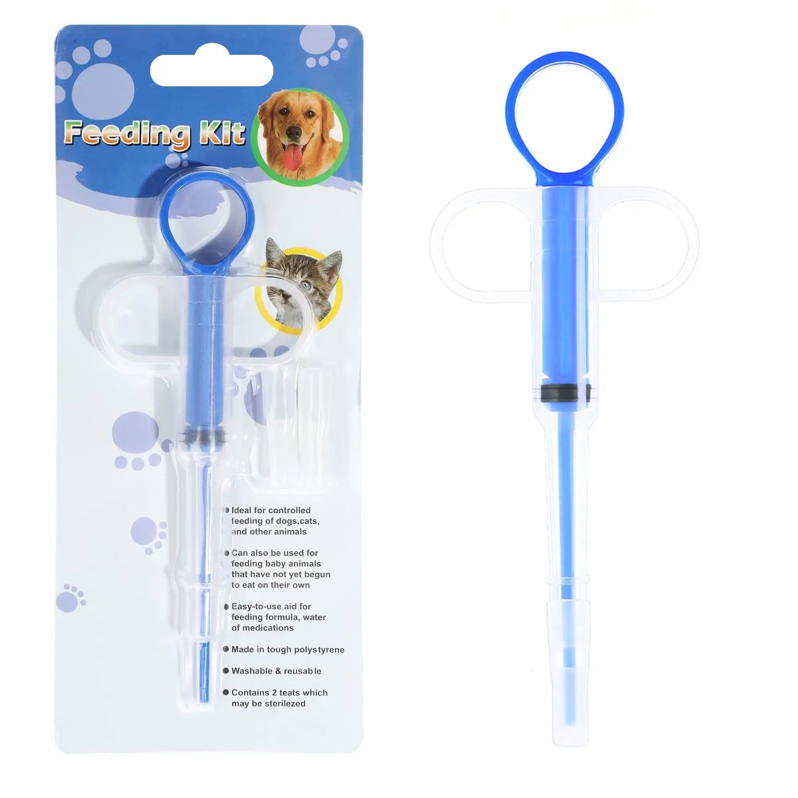 5-Pack 160mm Blue Pet Pill Shooter – Soft Silicone Tip Feeder for Cats Dogs Wholesale Hub