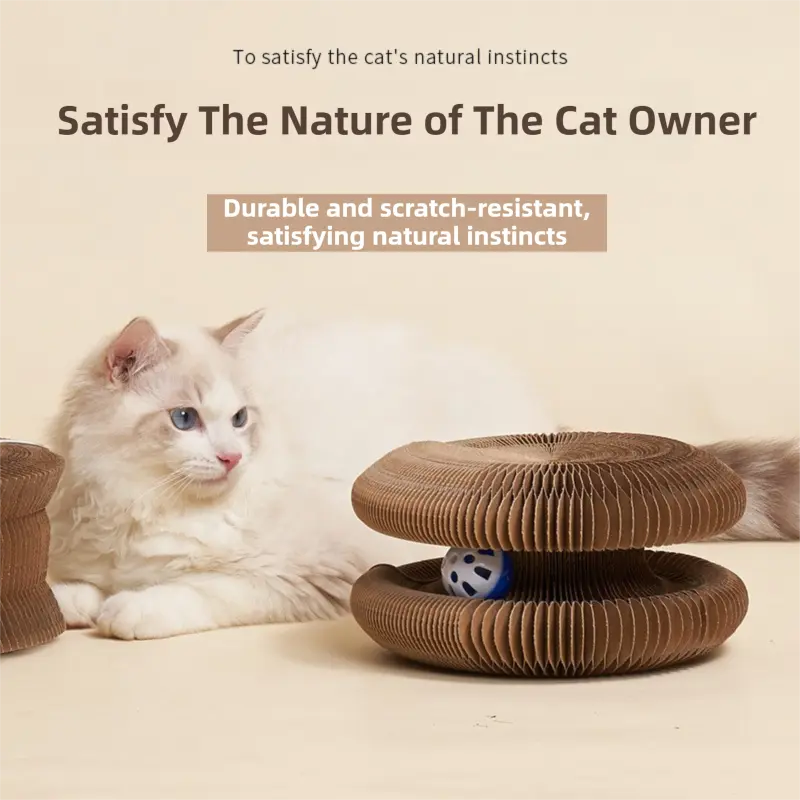 2-Pack Creative Accordion Cat Scratcher (Cat Head Design, 23x23x10CM) - Reversible Honeycomb Material Scratch Pad & Lounge Mat for Stress Relief Wholesale Hub