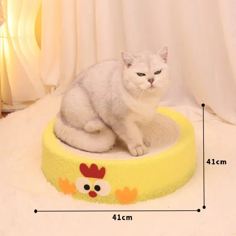 Round braised chicken in yellow sauce Large Cat Scratcher Bed 2 in 1 Sisal Scratching Pad & Plush Lounge Nest Durable Claw Grinder Mat for Indoor Cats Wholesale Hub